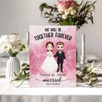 Personalized We Will Be Together Forever Cartoon Bride and Groom Building Brick Puzzles with Name and Date Wedding Anniversary Gift for Couple