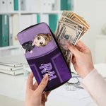 Personalised Cartoon Character Name PU Leather Hand Clutch Wallet with Multiple Compartments Thanksgiving Day Birthday Gift for Women Medical Staff