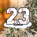 Personalised Christmas Light Baseball Number Acrylic Ornament with Name Home Decor Christmas Birthday Gift for Family Friends Baseball Lovers