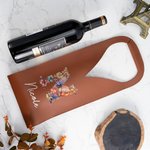 Bolsa de vino de cuero de PU con iniciales florales personalizada con nombre y asa protectora Accesorios de vino Regalo de cumpleaños Cena de fiesta para el amante del vino