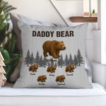 Personalisierte Papa Bär und 1-12 Kind Bären weichen Wurf Kissenbezug mit Titel und Namen Vatertag Geburtstag Geschenk für Papa Opa