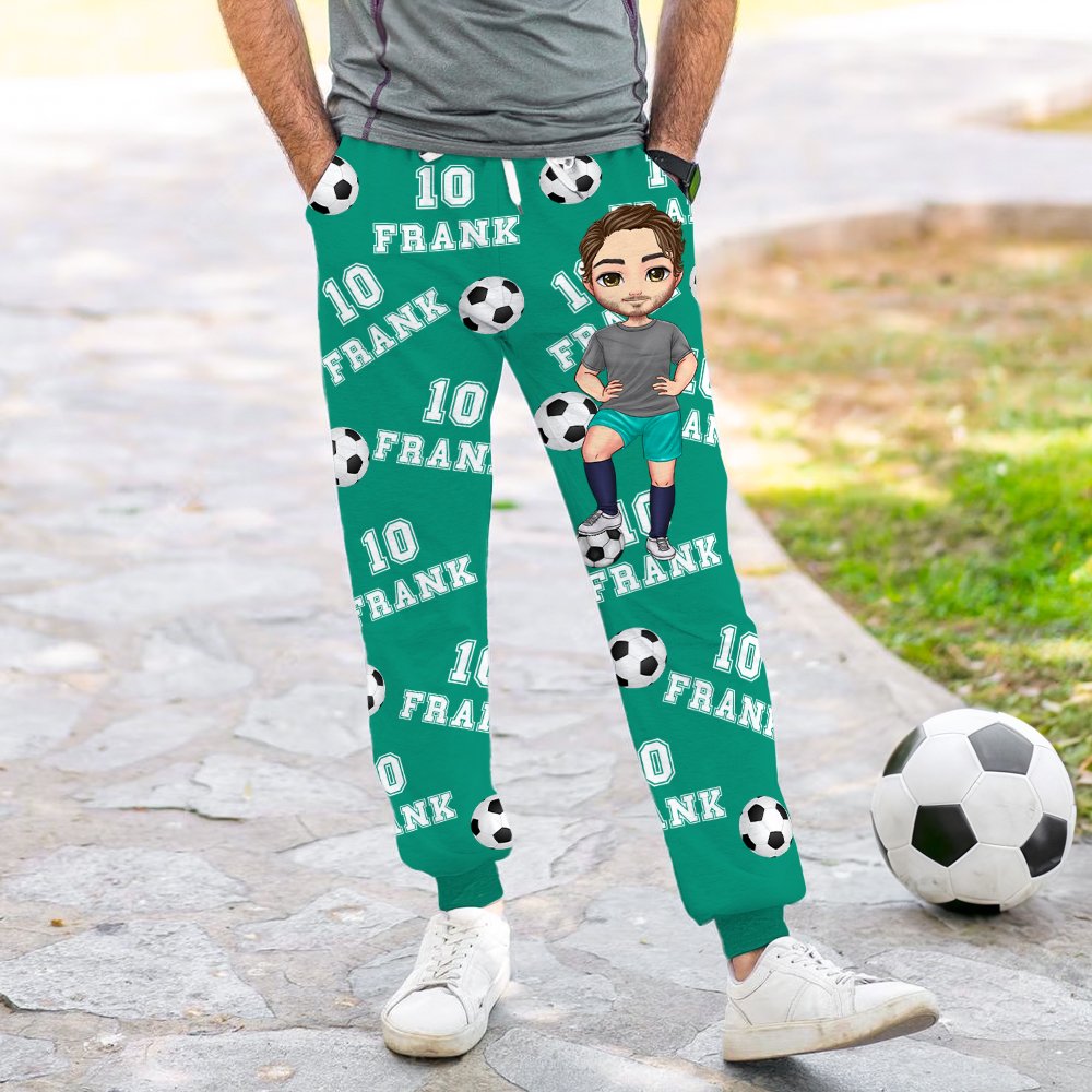 Pantalon De Pyjama Homme Imprimé Football - Confortable, élastique, Avec Poches (95% Polyester, 5% élasthanne)