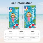 Toalla de playa de gran tamaño de secado rápido personalizada con el nombre de un personaje de dibujos animados en 3D para la piscina Regalo de cumpleaños de vacaciones de verano para niños y niñas
