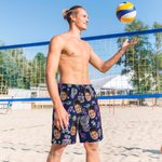 Personalisierte Foto fluoreszierende Flamingo Kokosnuss Baum Hawaiianische Kordelzug Badehose Sommer Reise Urlaub Wesentliche Geburtstagsgeschenk für Männer Teenager