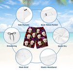 Personalisierte Foto fluoreszierende Flamingo Kokosnuss Baum Hawaiianische Kordelzug Badehose Sommer Reise Urlaub Wesentliche Geburtstagsgeschenk für Männer Teenager