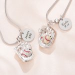 Personalized Inlaid Zircon Baseball Softball Glove Pendant Necklace with Engraved Text and Disc Charm Game Day Birthday Gift for Baseball Boys Girls