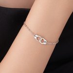 Personalised Police Handcuff Interlocking Infinity Bracelet with Engraved Double Initials Valentine's Birthday Gift for Policewomen Couples Friend