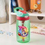 Borraccia da 475 ml personalizzata con nome con fantasia acquerellata unicorno iniziale e mela attività all'aperto regalo di compleanno per bambini