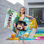 Personalized 3D Cartoon Kid Quick Dry Oversized Beach Towel with Name Summer Vacation Essentials Beach Pool Party Birthday Gift for Boys Girls