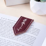 Personalized Birth Flower PU Leather Magnetic Bookmark Clip with Name Reading Utensils Book Club Birthday Gift for Readers Bookworms
