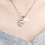 Personalized Inlaid Zircon Baseball Softball Glove Pendant Necklace with Engraved Text and Disc Charm Game Day Birthday Gift for Baseball Boys Girls