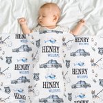 Personalisierte niedliche Polizei Auto Hubschrauber Hund Polizist weiche Baby wickeln Hut Bogen Stirnband mit Namen Krankenhaus Outfit Baby Dusche Geschenk für Neugeborene