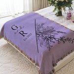 Personalisierte Linie Blumen Quaste weichen Wurf Flanell Decke mit Initialen und Datum Home Decor Hochzeitstag Valentinstag Geschenk für Paare