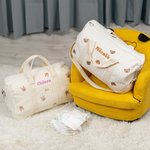 Borsa per cambio neonati personalizzata in cotone con carino orso coniglio oliva foglia mamma ospedale nome ricamato babyshower regalo per donne