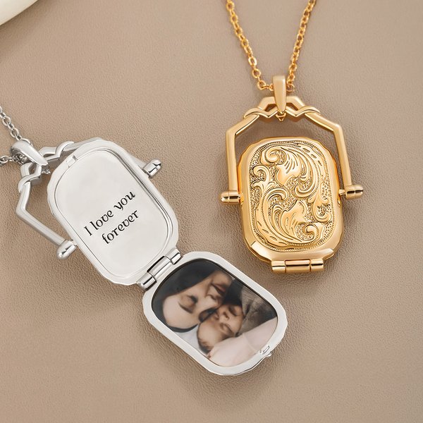 Personalized Victorian Locket Necklace with Photo and Text Dainty Jewelry Memorial Bereavement Mother’s Day Birthday Gift for Women