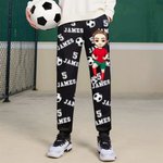 Personalized Multicolor Soccer Cartoon Character Men's Women's Sports Sweatpants with Name and Number Game Day Birthday Gift for Men Women