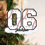 Personalised Christmas Light Baseball Number Acrylic Ornament with Name Home Decor Christmas Birthday Gift for Family Friends Baseball Lovers