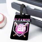 Personalised Ice Cream Dripping Baseball Luggage Tag with Name and Number Travel Accessories Birthday Holiday Team Gift for Baseball Players Lovers