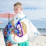 Personalized Cartoon Scuba Diver Quick Dry Oversized Beach Towel and Bag with Name Summer Vacation Beach Party Essentials Birthday Gift for Boys Girls
