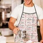 Personalized Full Color Heart Repeating Names Adjustable Waterproof Apron with Pocket Valentine's Day Birthday Gift for Couple Cooking Lover