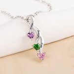 Personalized Minimalist Family 2-8 Heart Shaped Birthstones Necklace with Engraved Names Mother's Day Birthday Gift for Women Mom