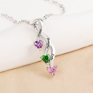 Collier Personnalisé avec 2-8 Noms et Pierres de Naissance Cadeau Fête Anniversaire pour Femme