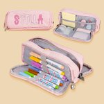 Personalised Large Capacity Pencil Apple Three Compartments Name Pencil Case Pouch Bag School Supplies Back to School Gift for Kids