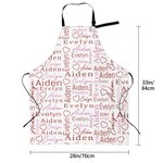 Personalized Full Color Heart Repeating Names Adjustable Waterproof Apron with Pocket Valentine's Day Birthday Gift for Couple Cooking Lover