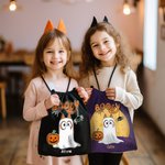 Personalized Cartoon Booey 1-6 Dog Ghosts Design Drawstring Treat Bag with Name Trick or Treat Activity Halloween Gift for Kid Family