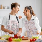 Personalized Full Color Heart Repeating Names Adjustable Waterproof Apron with Pocket Valentine's Day Birthday Gift for Couple Cooking Lover