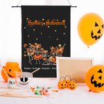 Personlig Rolig Pumpa Dansande Skelett Trädgårdsflagga med 3-8 Namn och Citat Yard Veranda Dekor Halloween Housewarming Present till Familj Vän