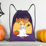 Personalized Cartoon Booey 1-6 Dog Ghosts Design Drawstring Treat Bag with Name Trick or Treat Activity Halloween Gift for Kid Family