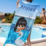 Personalized 3D Cartoon Kid Quick Dry Oversized Beach Towel with Name Summer Vacation Essentials Beach Pool Party Birthday Gift for Boys Girls