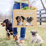 Borsa tote personalizzata in iuta con 1-3 nomi e cani in stile cartone animato 3D idea regalo per viaggi e compleanni per donne e amanti dei cani