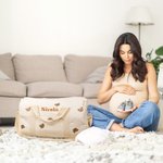 Borsa per cambio neonati personalizzata in cotone con carino orso coniglio oliva foglia mamma ospedale nome ricamato babyshower regalo per donne