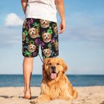 Personalisierte Foto fluoreszierende Flamingo Kokosnuss Baum Hawaiianische Kordelzug Badehose Sommer Reise Urlaub Wesentliche Geburtstagsgeschenk für Männer Teenager