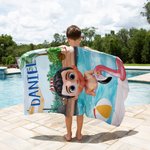 Personalized 3D Cartoon Kid Quick Dry Oversized Beach Towel with Name Summer Vacation Essentials Beach Pool Party Birthday Gift for Boys Girls