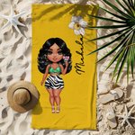 Asciugamano da spiaggia in microfibra personalizzato con nome e fiore di nascita regalo di viaggio e di compleanno per donne