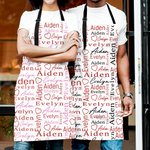 Personalized Full Color Heart Repeating Names Adjustable Waterproof Apron with Pocket Valentine's Day Birthday Gift for Couple Cooking Lover