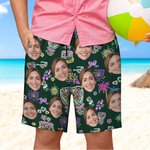 Personalisierte Foto fluoreszierende Flamingo Kokosnuss Baum Hawaiianische Kordelzug Badehose Sommer Reise Urlaub Wesentliche Geburtstagsgeschenk für Männer Teenager