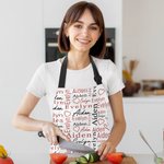 Personalized Full Color Heart Repeating Names Adjustable Waterproof Apron with Pocket Valentine's Day Birthday Gift for Couple Cooking Lover