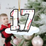 Personalised Christmas Light Baseball Number Acrylic Ornament with Name Home Decor Christmas Birthday Gift for Family Friends Baseball Lovers