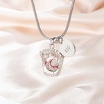 Personalized Inlaid Zircon Baseball Softball Glove Pendant Necklace with Engraved Text and Disc Charm Game Day Birthday Gift for Baseball Boys Girls