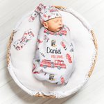 Chapeau de pompier personnalisé avec nom pour bébé Cadeau de douche de bébé pour nouveau-né