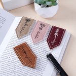 Personalized Birth Flower PU Leather Magnetic Bookmark Clip with Name Reading Utensils Book Club Birthday Gift for Readers Bookworms