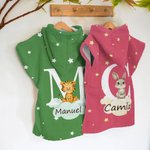 Toalla de playa con capucha personalizada de animales nombre e inicial súper absorbente para vacaciones de verano o regalo de cumpleaños para niños