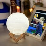 Luce notturna a pallavolo personalizzabile LED con 16 colori cambialili per ogni touch base in legno regalo per amanti dello sport