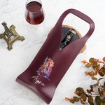 Bolsa de vino de cuero de PU con iniciales florales personalizada con nombre y asa protectora Accesorios de vino Regalo de cumpleaños Cena de fiesta para el amante del vino