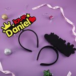 Personalized Crown Star Nylon Felt Headband Banner with Name Music Festival Party Birthday Gift for Family Friend