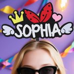 Personalized Crown Star Nylon Felt Headband Banner with Name Music Festival Party Birthday Gift for Family Friend